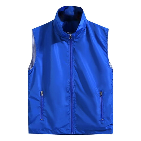 RYDCOT Men's Lightweight Softshell Vest Windproof Summer Vests Outerwear Sleeveless Jacket for Travel Hiking Running Golf Blue