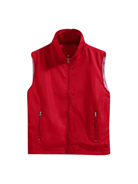 Men's Lightweight Softshell Vest Windproof Summer Vests Outerwear Sleeveless Jacket for Travel Hiking Running Golf Red