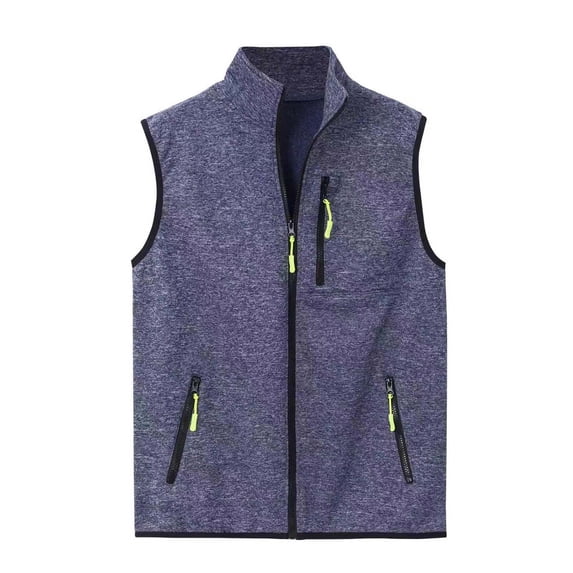 RYDCOT Men's Lightweight Softshell Vest Windproof Zipper Pocket Sleeveless Jacket for Travel Hiking Running Golf Blue