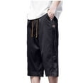 thumbnail image 1 of RYDCOT Men's Long Cargo Shorts Casual Below Knee 13 Inches Capri Shorts Relaxed Fit Cotton Elastic Casual Lightweight Summer Beach Shorts with Pockets Black, 1 of 6
