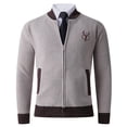 thumbnail image 1 of RYDCOT Men's Long Sleeve Stand-up Collar Print Cardigan Sweaters Fleece Jacket with Cable Knit Slim Full Zip Thick Knitted Sweater Fall Winter Sweaters with Pockets Beige, 1 of 5