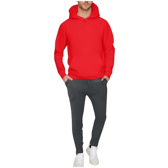 RYDCOT Men's Loose Drawstring Tracksuits 2 Piece Hoodie and Sweatpants Set Fleece Sweatsuits Casual Athletic Jogging Suit with Pocket Red