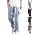 thumbnail image 1 of RYDCOT Men's Loose Fit Straight Leg Denim Retro Jeans Baggy Wide Leg Pants Cargo Trousers Light Blue, 1 of 3