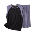 thumbnail image 1 of RYDCOT Men's Modal Bamboo Viscose Fabric, Lightweight Soft and Comfortable Color Block Tank Top and Shorts Pajamas Set Purple, 1 of 3