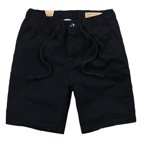 RYDCOT Men's Nylon Ripstop Cargo Shorts Button Down Elastic Waist Drawstring Straight Leg Cargo Summer Jean Denim Shorts with Pockets Black