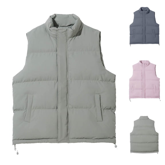 RYDCOT Men's Outdoor Casual Stand Collar Vest Padded Jacket Coat Vest Outdoor Photography Down Vest Pink