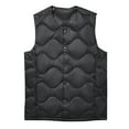 thumbnail image 1 of RYDCOT Men's Outdoor Quilted Puffer Vest Outerwear Stand Collar Snap Button Waterproof Lightweight Down Sleeveless Jacket Winter Padded Vest Black, 1 of 5