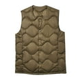 thumbnail image 1 of RYDCOT Men's Outdoor Quilted Puffer Vest Outerwear Stand Collar Snap Button Waterproof Lightweight Down Sleeveless Jacket Winter Padded Vest Army Green, 1 of 5