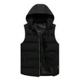 thumbnail image 1 of RYDCOT Men's Outdoor Winter Cotton Jacket Solid Color Sleeveless Hooded Zipper Cardigan Warm Vest with Detachable Hooded Black, 1 of 8