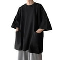 thumbnail image 1 of RYDCOT Men's Oversized Cotton T-Shirt Short Sleeve Casual Crew Neck Solid Pocket Tee Basic Workout Tops with Two Large Pockets Black, 1 of 2