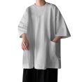 thumbnail image 1 of RYDCOT Men's Oversized Cotton T-Shirt Short Sleeve Casual Crew Neck Solid Pocket Tee Basic Workout Tops with Two Large Pockets Gray, 1 of 2