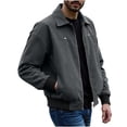thumbnail image 1 of RYDCOT Men's PU Leather Jackets, Capless Jacket for Men Motorcycle Retro Lapel Zip-up Slim Fit Coat Dark Gray, 1 of 9