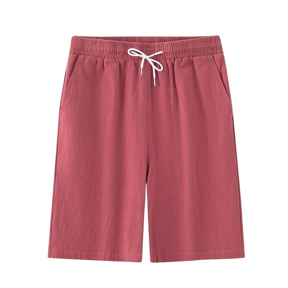 RYDCOT Men's Pajama Bottoms Lounge Sleep Shorts Soft Comfortable Breathable Pajamas Shorts with Pockets Red