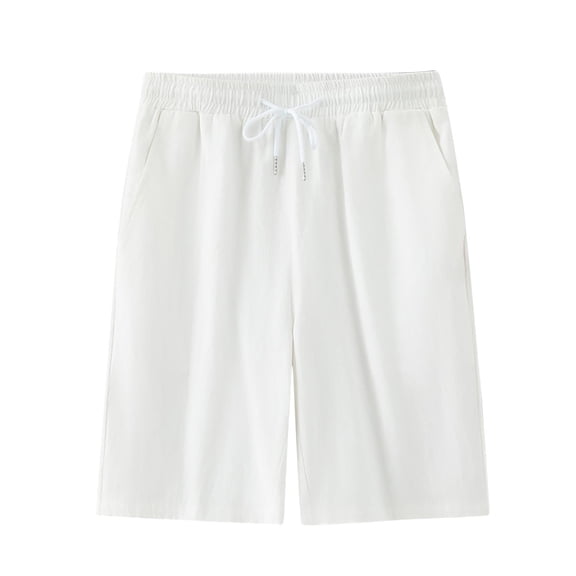 RYDCOT Men's Pajama Bottoms Lounge Sleep Shorts Soft Comfortable Breathable Pajamas Shorts with Pockets White