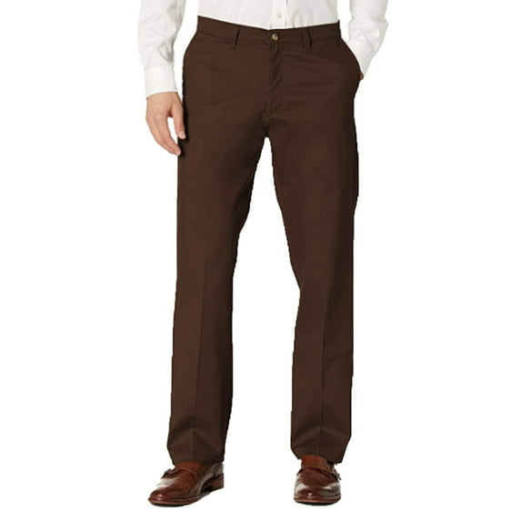 RYDCOT Men's Pants Vintage Slim Fit Straight Legs Business formal Slacks Pants with Pocket Brown