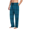 thumbnail image 1 of RYDCOT Men's Plaid Print Drawstring Elastic Waist Casual Sleep Pants with Muti Pocket Sky Blue, 1 of 6