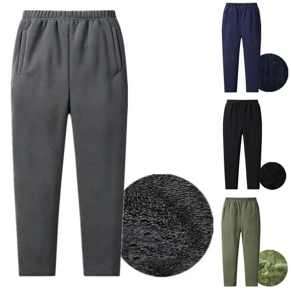 RYDCOT Men's Polar Fleece Sweatpants Straight Leg Athletic Yoga Lounge Pants Open Bottom Casual Warm Pants with Pockets Dark Gray