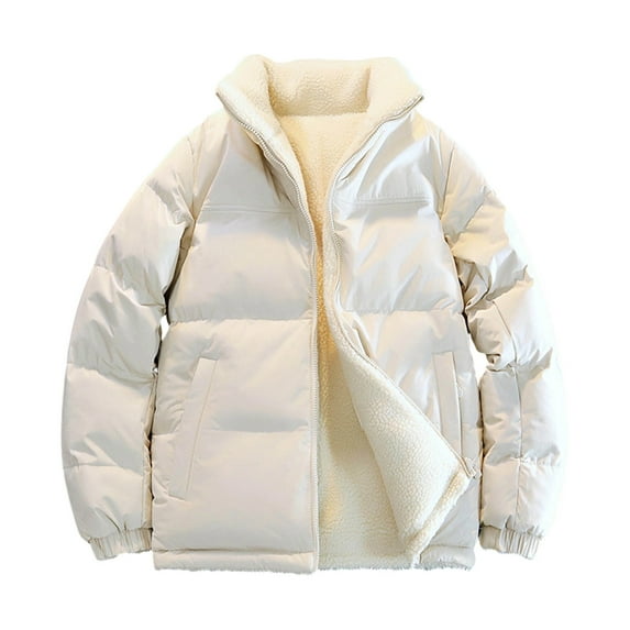 RYDCOT Men's Puffer Jacket Lightweight Double-Sided Winter Warm Cotton Jackets Quilted Hoodie Wind Resistant Zip up Insulated Puffy Coat Khaki