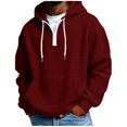 thumbnail image 1 of RYDCOT Men's Quarter Zip Hoodie Waffle Knit Hooded Sweatshirt Loose Fit Casual Long Sleeve Pullover Workout Jackets with Pockets Wine, 1 of 6