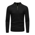 thumbnail image 1 of RYDCOT Men’s Quarter Zip Pullover Quilted Sweater Long Sleeve Mock Neck Slim Fit Sweater with Pocket Black, 1 of 5