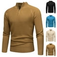 thumbnail image 1 of RYDCOT Men’s Quarter Zip Pullover Quilted Sweater Long Sleeve Mock Neck Slim Fit Sweater with Pocket Coffee, 1 of 7