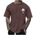 thumbnail image 1 of RYDCOT Men's Round Neck Short Sleeve Printed Tee Palm Tree Vintage Casual Cotton Shirt Hawaiian Summer Beach T Shirts Brown, 1 of 4