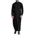 thumbnail image 1 of RYDCOT Men's Saudi Arabic Thobe Long Sleeve Robe Ramadan Muslim Dress Middle East Clothing Black, 1 of 7