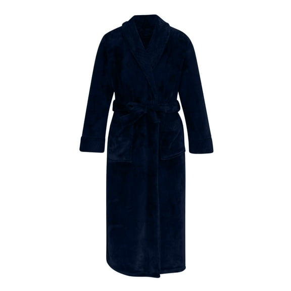 RYDCOT Men's Shawl Collar Bathrobe, Soft Long Towel Robe for Men - Super Absorbent Quick Dry yet Warm Navy