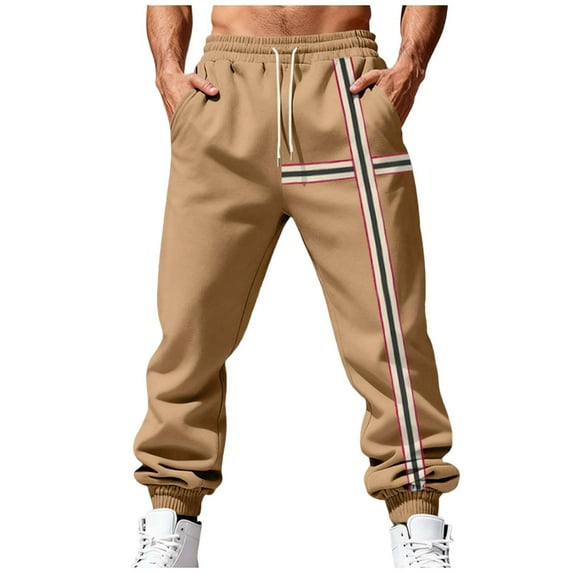 RYDCOT Men's Sherpa-Lined Jogger Winter Warm Stretch Fleece Running Sweatpants with Deep Pocket Khaki