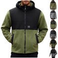 thumbnail image 1 of RYDCOT Men's Sherpa Polar Fleece Full Zip up Color Block Jacket with Hood Pockets Winter Warm Thick Outwear Coat Hiking Climbing Gray, 1 of 9