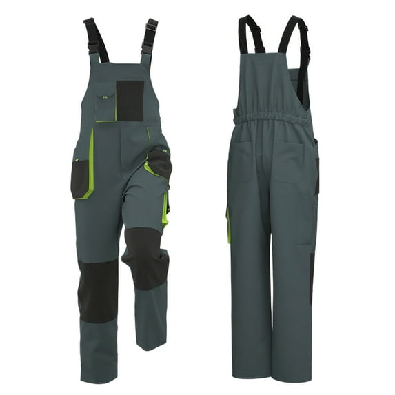 RYDCOT Men's Sleeveless Coveralls Wear-Resistant Multi Pocket Workwear Fashionable Color Blocked Work Coveralls Green XXXXL(XXXXL)