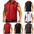 thumbnail image 1 of RYDCOT Men's Sleeveless Hoodie Casual Zip up Drawstring Tank Top Hooded Vests with Pocket White, 1 of 5