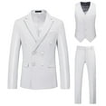 thumbnail image 1 of RYDCOT Men's Slim Fit 2 Piece Suit Double Breasted Business Wedding Prom Tuxedo Suits Blazer & Pants Suit Vest Three Piece Set White, 1 of 5