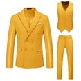 thumbnail image 1 of RYDCOT Men's Slim Fit 2 Piece Suit Double Breasted Business Wedding Prom Tuxedo Suits Blazer & Pants Suit Vest Three Piece Set Yellow, 1 of 5