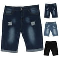 thumbnail image 1 of RYDCOT Men's Slim Fit Stretch Denim Shorts Ripped Skinny Jean Shorts for Men,Fashion Straight Comfort Flex Waist Short Dark Blue, 1 of 6