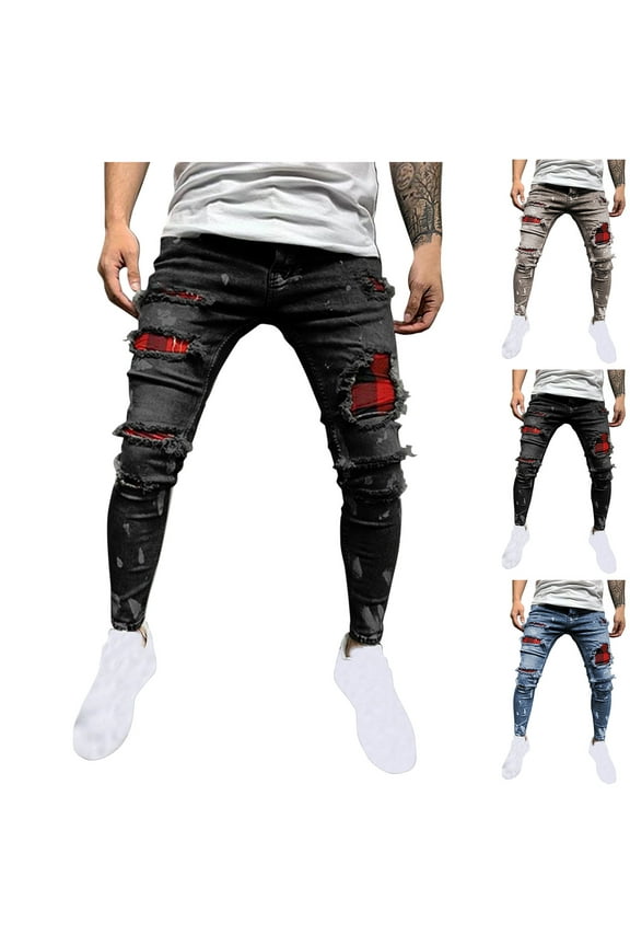 Men's Slim Fit Stretch Jeans Skinny Jeans for Men, Fashion Comfort Flex Waist Pants Gray