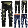 thumbnail image 1 of RYDCOT Men's Slim Fit Stretch Risen Jeans Ripped Skinny Jeans for Men, Distressed Straight Leg Fashion Comfort Flex Waist Cotton Denim Pants Blue, 1 of 9