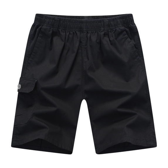 RYDCOT Men's Soft & Light Athletic Cotton Cargo Shorts with Pockets 5"Gym Workout Running Quick Dry Tennis Shorts for Men Black