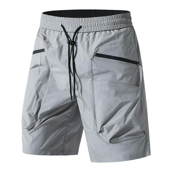 RYDCOT Men’s Solid Color Cargo Sweat Shorts Casual Drawstring Elastic Waist Shorts Athletic Workout Gym Short with Pockets Gray