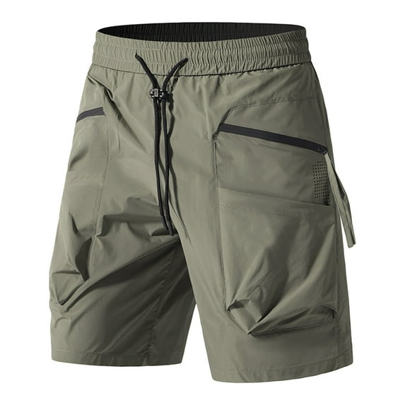 RYDCOT Men’s Solid Color Cargo Sweat Shorts Casual Drawstring Elastic Waist Shorts Athletic Workout Gym Short with Pockets Green