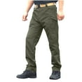 thumbnail image 1 of RYDCOT Men's Solid Color Elastic Waist Cargo Pants Sports Outdoor Hiking Multi Pocket Pants Green 4(S), 1 of 6