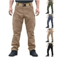thumbnail image 1 of RYDCOT Men's Solid Color Elastic Waist Cargo Pants Sports Outdoor Hiking Multi Pocket Pants Khaki 10(XL), 1 of 6