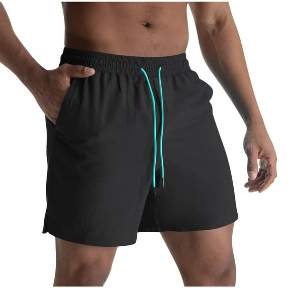 RYDCOT Men's Solid Color Surfing Pants Quick-Drying Sport Shorts Loose Beach Short Pants Summer Fashion Outdoor Fitness Basketball Shorts Black