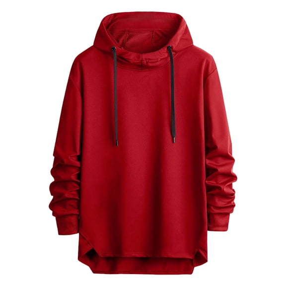 RYDCOT Men's Solid Color Sweatshirt Long Sleeve Pullover Hooded Sweatshirts for Men Casual Hoodies Sweatshirts Red