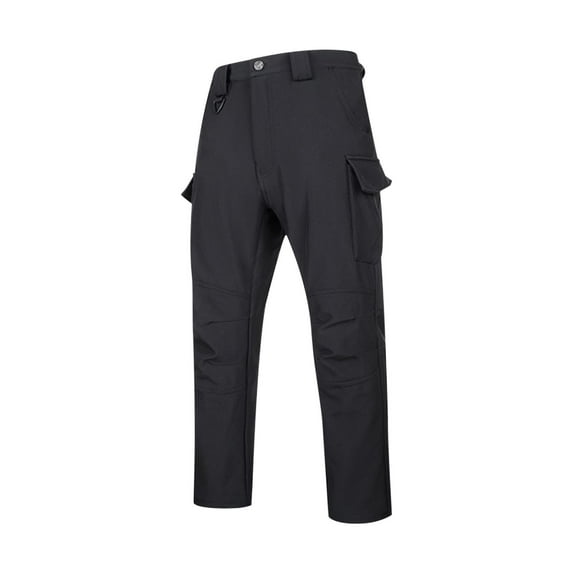 RYDCOT Men's Solid Color Warm Cargo Pants Outdoor Comfortable Breathable Training Hiking Workwear Pants Black