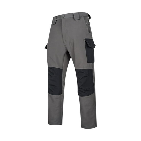RYDCOT Men's Solid Color Warm Cargo Pants Outdoor Comfortable Breathable Training Hiking Workwear Pants Gray