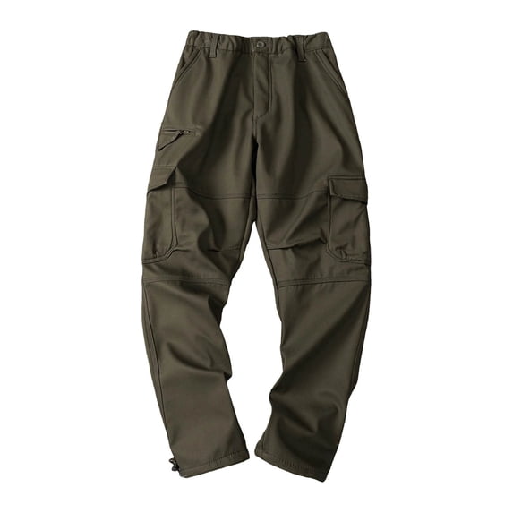 RYDCOT Men's Solid Fleece Lined Heavyweight Cargo Pants with Muti Pockets Army Green