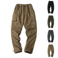 thumbnail image 1 of RYDCOT Men's Solid Fleece Lined Heavyweight Cargo Pants with Muti Pockets Khaki, 1 of 8
