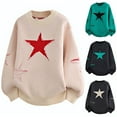 thumbnail image 1 of RYDCOT Men's Star Graphic Sweaters Y2K Vintage Crewneck Oversized Sweaters Baggy Long Sleeve Knit Pullover Jumper Top Gray, 1 of 3