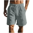 thumbnail image 1 of RYDCOT Men's Stretch Cotton Linen Shorts Casual Drawstring Relaxed Fit Elastic Waist Summer Beach Linen Shorts Gray, 1 of 6